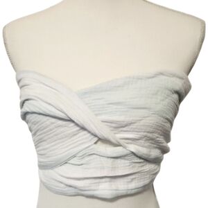 Vintage Havana Light Mint & White Stripes Gauze Bandeau Crop Top Women's Size M